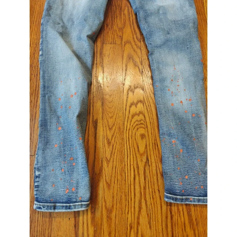 Switch Distressed Remarkable Jeans 32x32 Orange Paint Splatter Slim Taper Fit